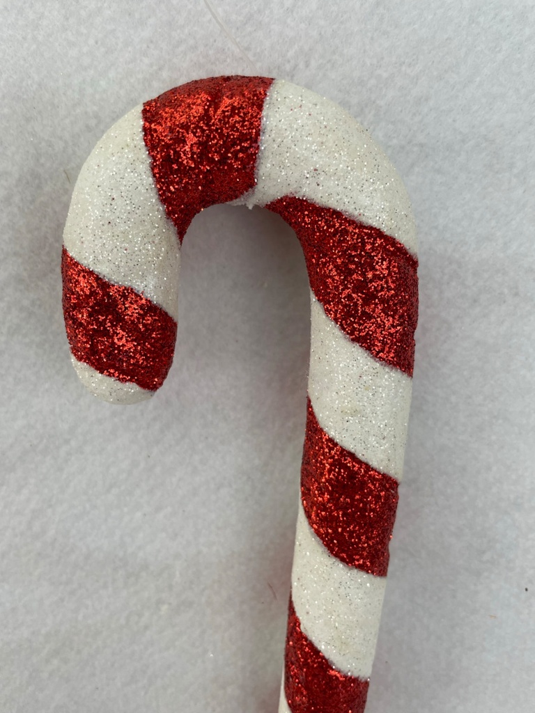 8" CANDY CANE HANGER RED/WHT