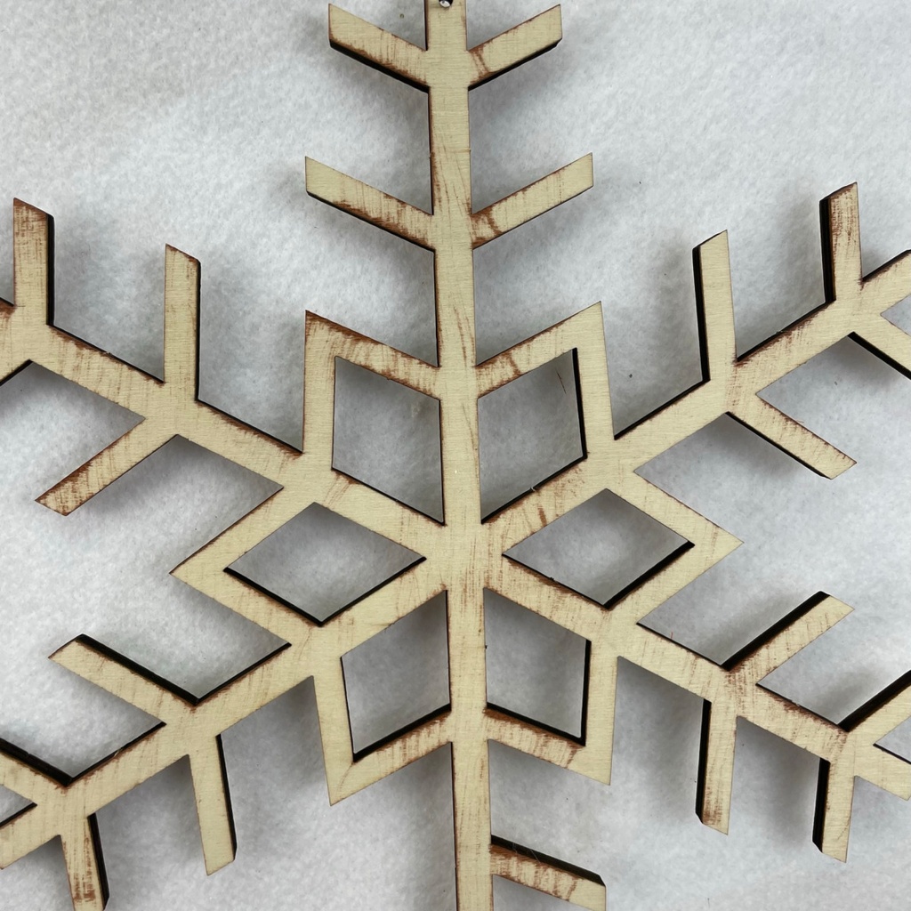 12" WOODEN SNOWFLAKE HANGER CUT OUT