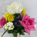 PEONY/DAISY MIXED BUSH X12 CREAM/PINK/YELLOW