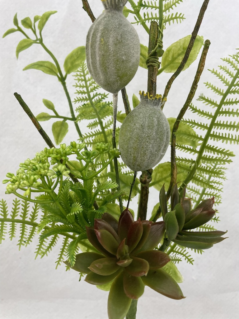 19" FOLIAGE SPRAY W/ SUCCULENTS AND FERNS