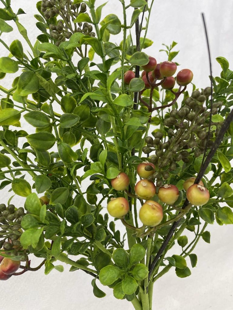 22" MIXED FERN BUSH W/ RED/GREEN BERRIES