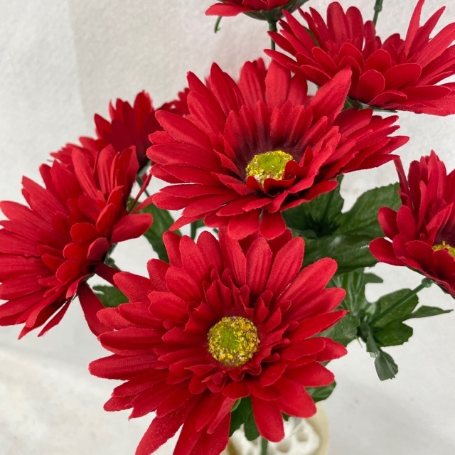 GERBERA SATIN BUSH X9 17"  RED