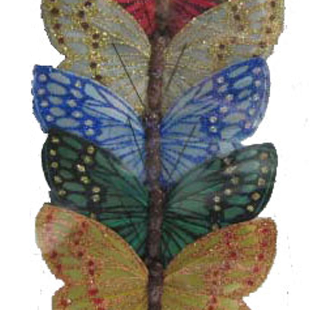 4.5" GLITTER BUTTERFLIES 7/BX 7-ASST W/WIRE