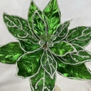 20" METALLIC POINSETTIA PICK W/ ICE GREEN