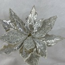 20" METALLIC POINSETTIA PICK W/ ICE SILVER