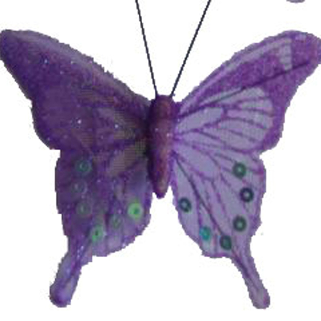 4.5"/2.5" SHEER IRR/GLIT BUTFLY LAVENDER W/WIRE