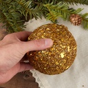 4&quot; GLITTER HANGING BALL ORNAM.  GOLD