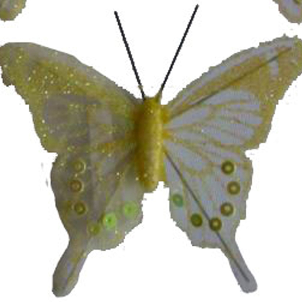 4.5&quot;/2.5&quot; SHEER IRR/GLIT BUTFLY YELLOW W/WIRE