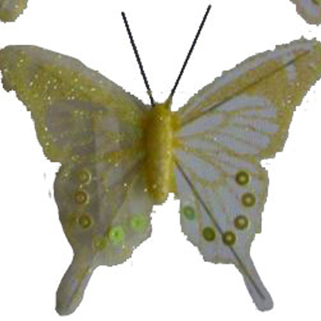 4.5"/2.5" SHEER IRR/GLIT BUTFLY YELLOW W/WIRE