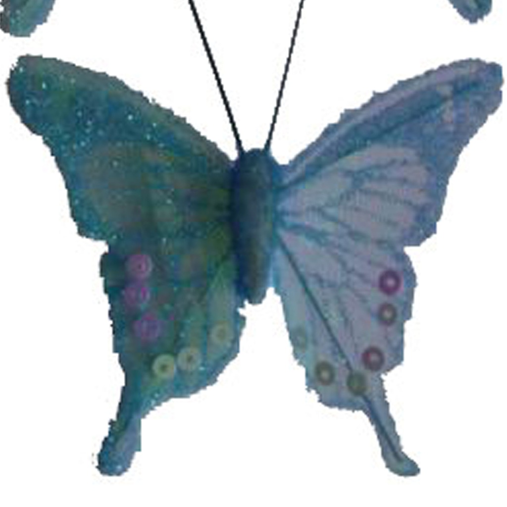 4.5"/2.5" SHEER IRR/GLIT BUTFLY BLUE W/WIRE