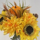 17" SUNFLOWER & MUM BUSH W/ VELVET PUMPKIN YELLOW