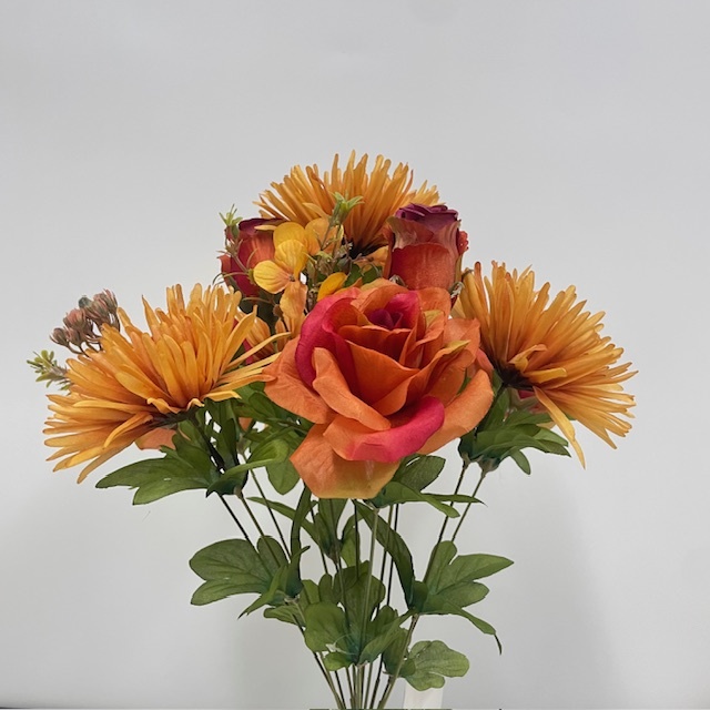 20" FUJI MUM & ROSE BUSH X14 GOLD/RUST