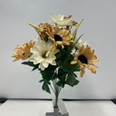 21" SUNFLOWER & DAHLIA BUSH X14 CREAM/BEIGE