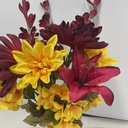 21" DAHLIA/MUM/LILY BUSH W/GLADS X12 BURGUNDY/YELLOW