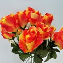 ROSE OPEN SATIN BUSH X12  ORANGE/YELLOW