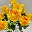 ROSE OPEN SATIN BUSH X12  YELLOW