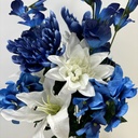 23" MUM/LILY/HYDRANGEA MIXED BUSH X12 BLUE/WHITE
