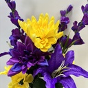 23" MUM/LILY/HYDRANGEA MIXED BUSH X12 PURPLE/YELLOW
