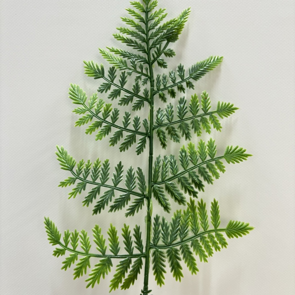 14" PLASTIC LEATHERLEAF FERN TWO-TONE GREEN
