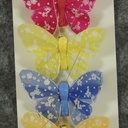 BUTTERFLY 3.5" 6-ASST'D W/CLIP PASTEL DOTS