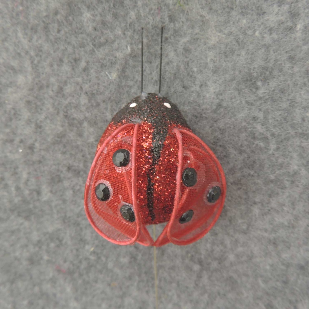 LADYBUG 1.25" RED GLITTER W/WIRE