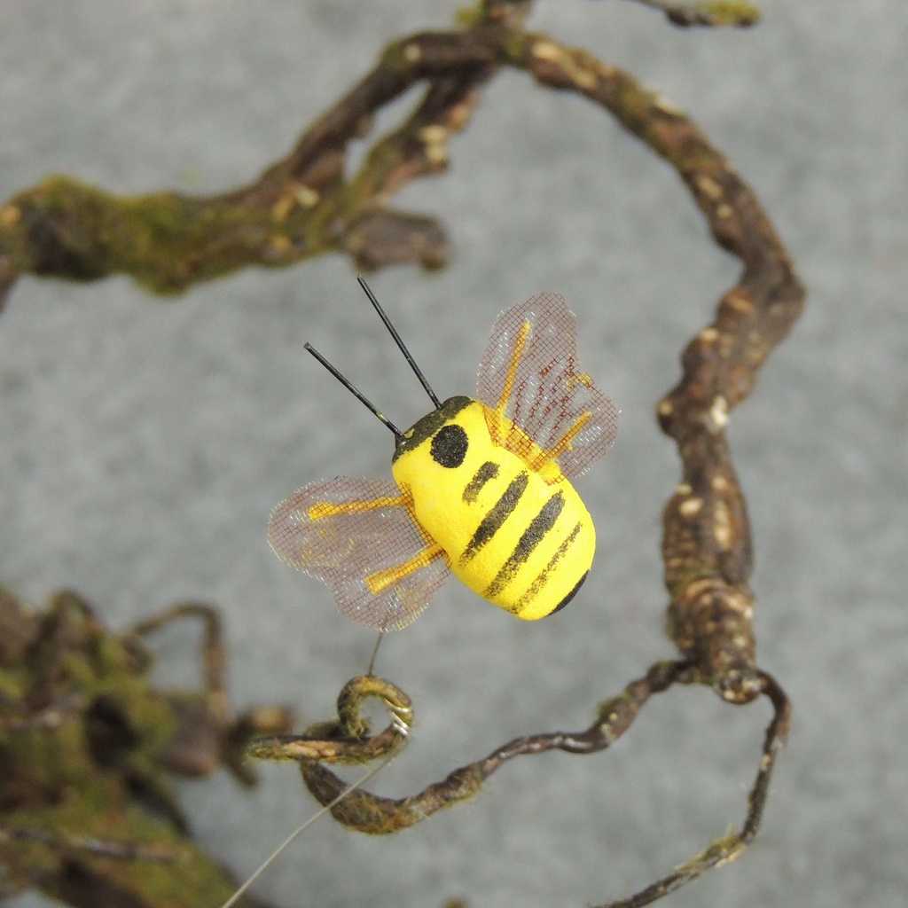 BEE MUSHROOM 1.5" X 1" YELLOW W/WIRE