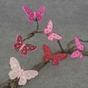 BUTTERFLY 3.5&quot; FEA/WIRE 6-ASST HEARTS RED/PINK