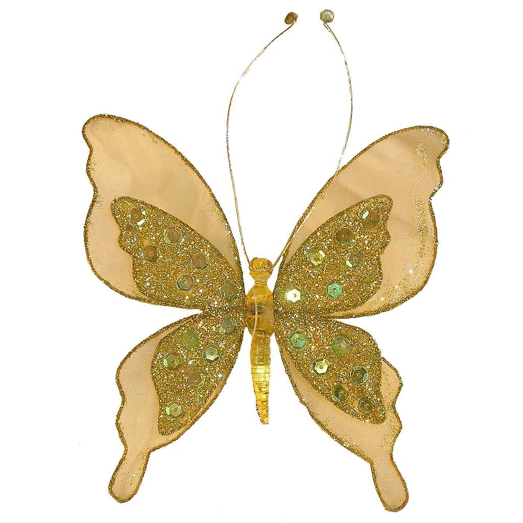 6&quot; GREEN GLITTER SEQUIN BUTTERFLY WITH CLIP