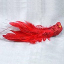 BIRD 8.25" FANCY TAIL/GLITTER RED W/CLIP
