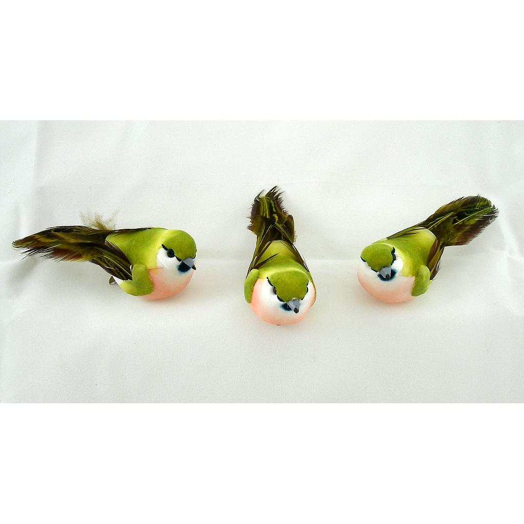 BIRD 3.5" MUSHROOM/FEATHR GREEN W/CLIP