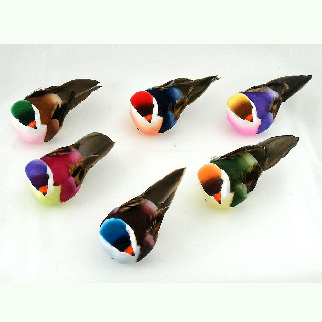 [B6636] 3" BIRD MUSHROOM/FEATHER 6-ASST W/CLIP