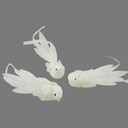 6.7" BIRD FANCY TAIL/GLITTER WHITE W/CLIP