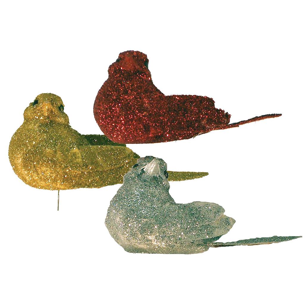 [B66774] 3" GOLD/SILVER/RED ASST/WIRE PICK GLITTERED