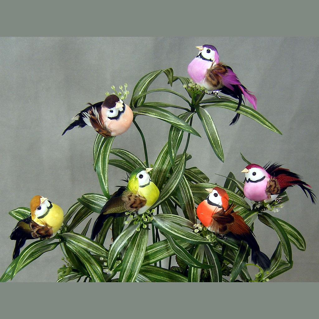 [B6682] 4" MUSHROOM/FEATHER BIRD 6-ASST W/CLIP