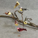 4" BIRD MUSHROOM/FEATHER 6-ASST W/CLIP FALL COLOR