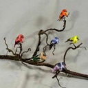 2" BIRD MUSHROM/FEATHER SITTING 6-ASST W/CLIP