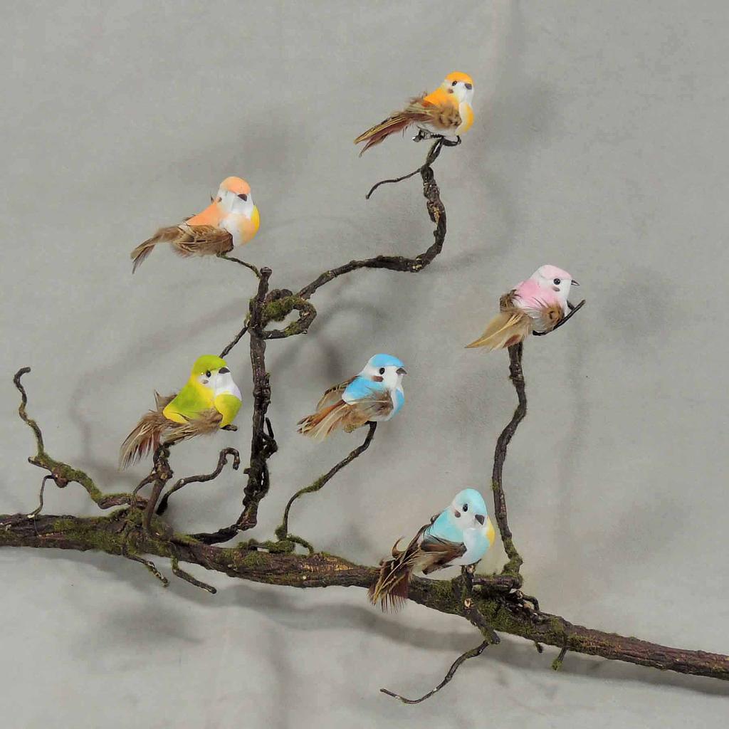 [B6727] 3" BIRD MUSHROM/FEATHER 6-ASST W/CLIP
