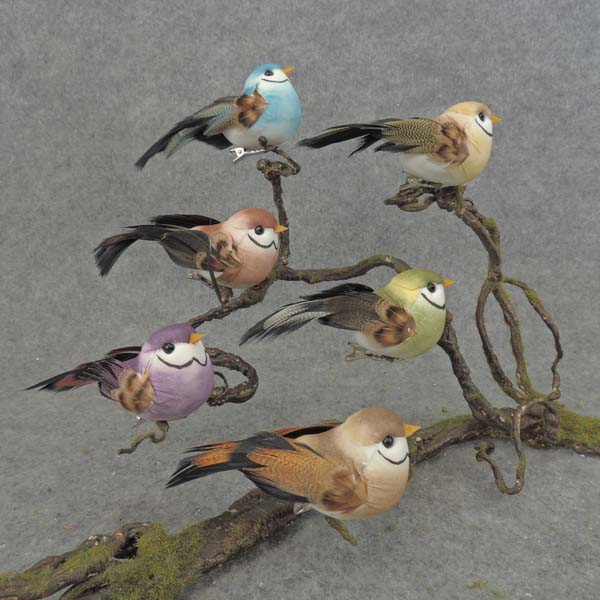 [B6748] 4" BIRD MUSH/FEA W/CLIP 6-ASST
