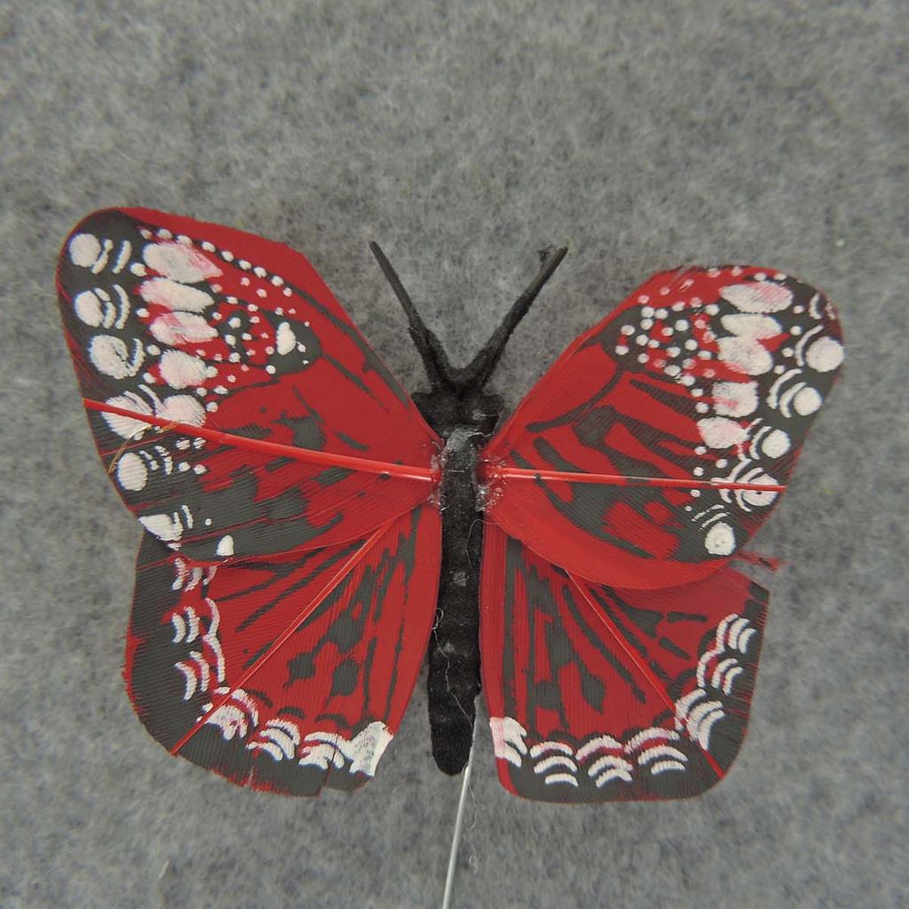 2.5" FEATHER BUTTERFLY  RED