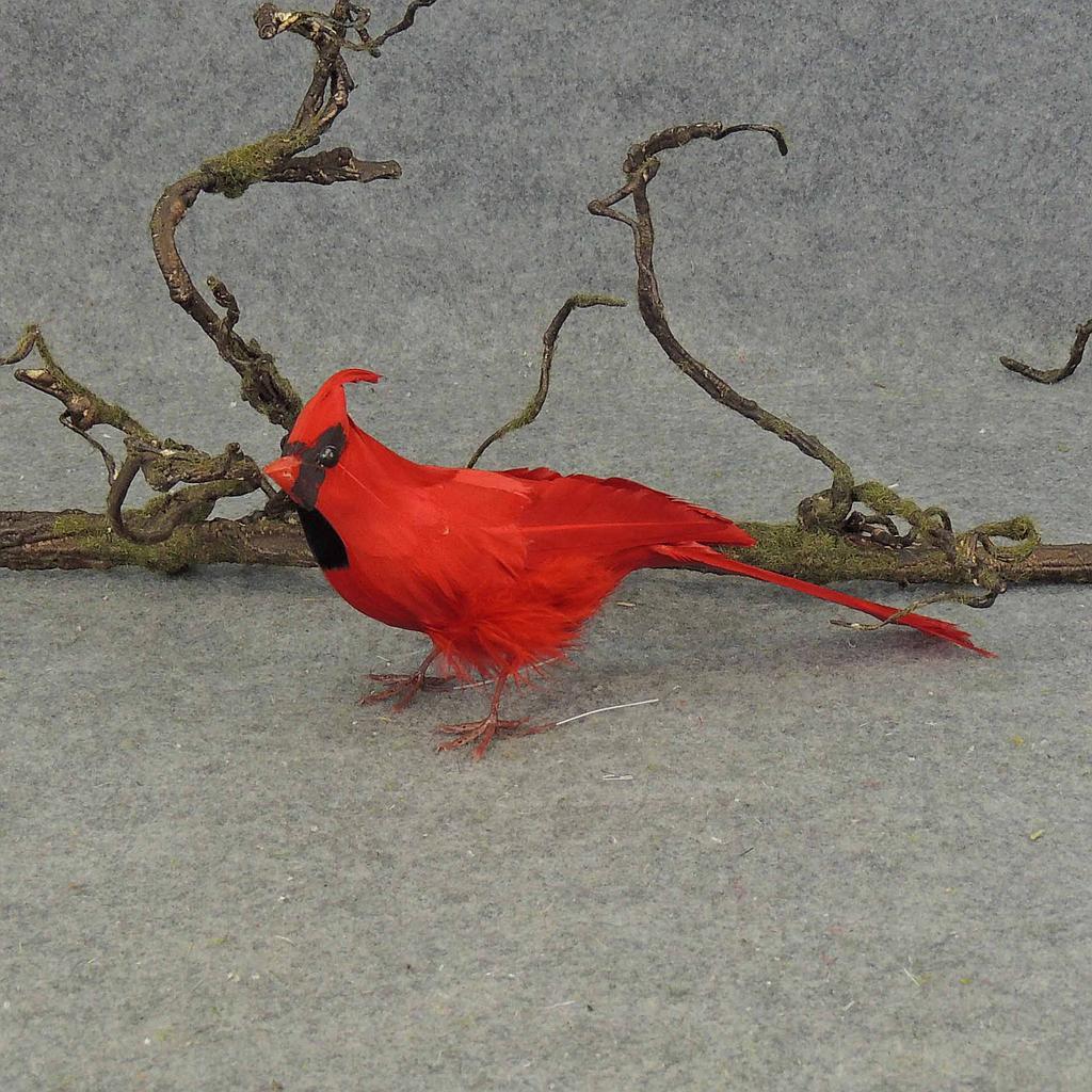 [B505] 9" SITTING FEATHER CARDINAL