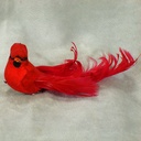 CARDINAL 5" MUSHROOM/FEATHER W/CLIP