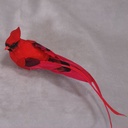 8" CARDINAL MUSHROOM/FEATHER W/CLIP
