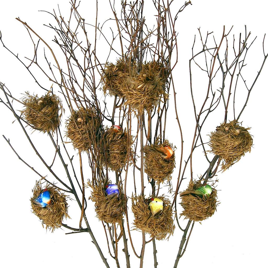 [B664] 13" NESTx2 WITH BIRD ON BRANCH 6-ASST