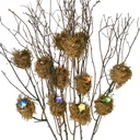 NESTx2 WITH BIRD ON 13" BRANCH 6-ASST