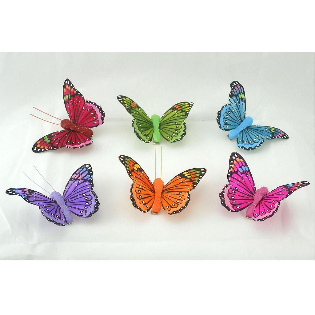 BUTTERFLY 3.5" 6-ASST'D W/WIRE PASTEL