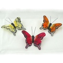 BUTTERFLIES 3.5" FEATHER  3-AST W/CLIP