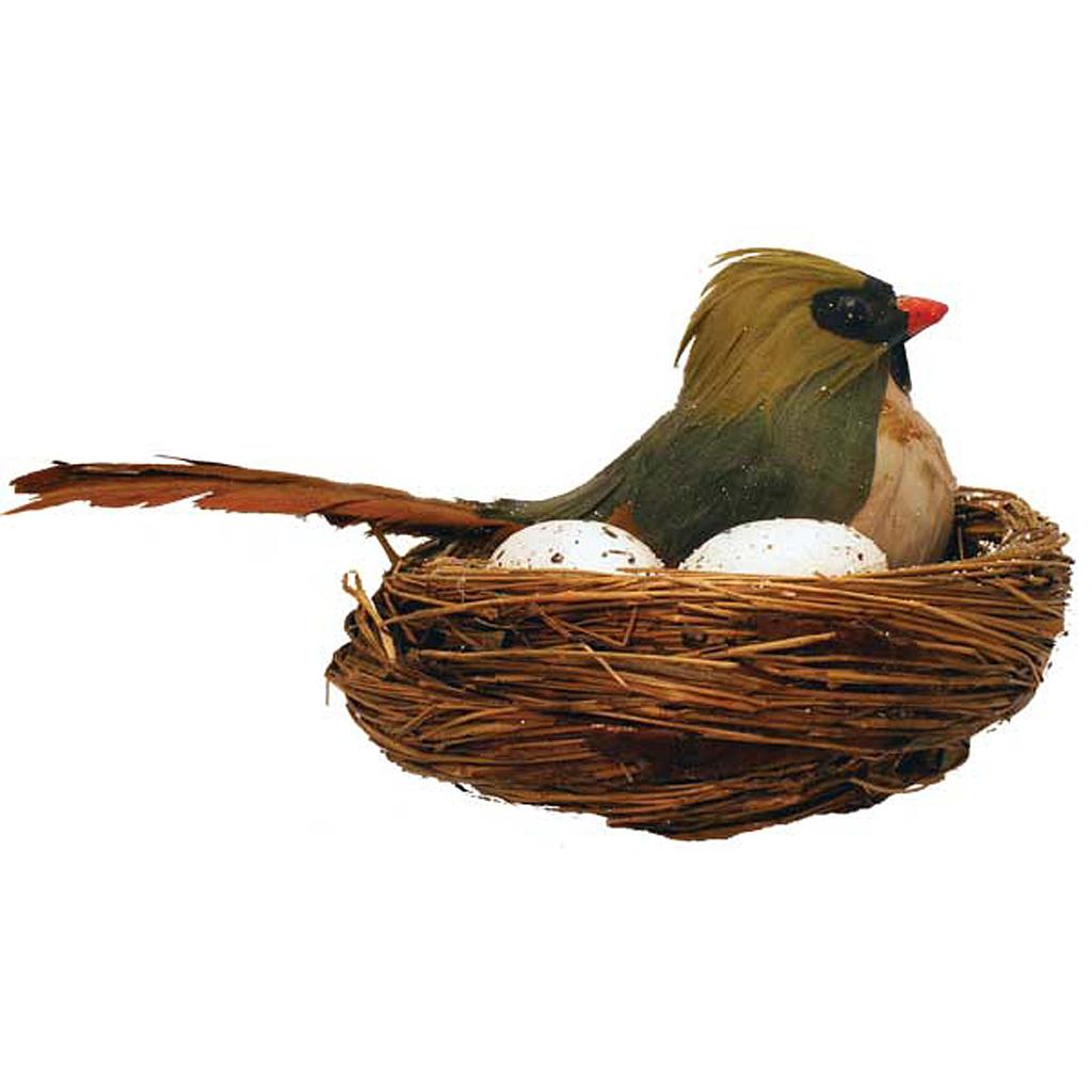 CARDINAL 5.5"FE/FROSTED NEST & EGGS
