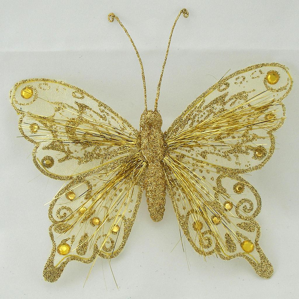 BUTTERFLY 7&quot; GLITTER   GOLD W/CLIP