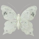 BUTTERFLY 5.5" GLITTER WHITE W/CLIP