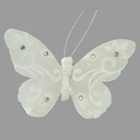 BUTTERFLY 4.75" GLITTER WHITE W/CLIP